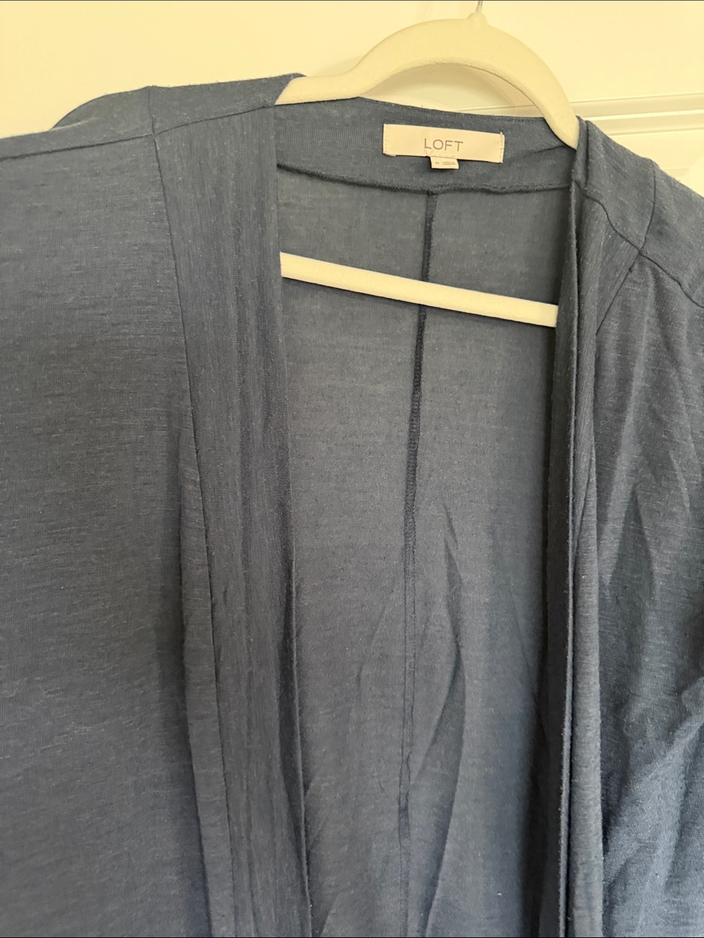 LOFT Navy Open-Front Lightweight Blazer-Style Cardigan